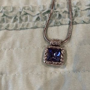 Purple square hem stone necklace